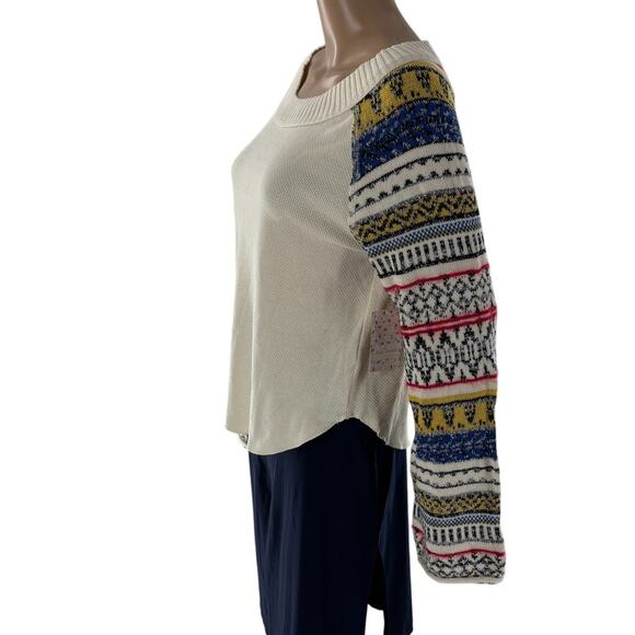 Free People White Fairground Cotton Thermal Sweater Sleeve Top - Picture 8 of 12
